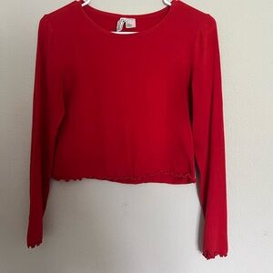Red long sleeve lettuce hem